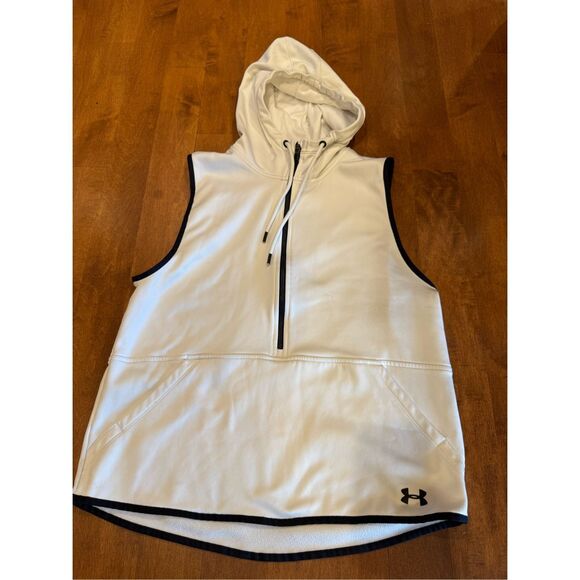 Under Armour Tops - Under Armour White Sleeveless Hoodie Tank Top